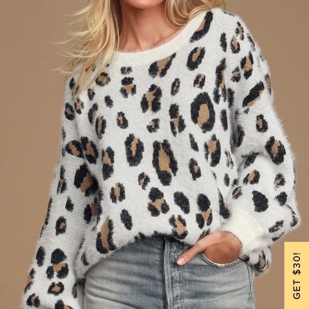 Oversized leopard print sweater from Lulus